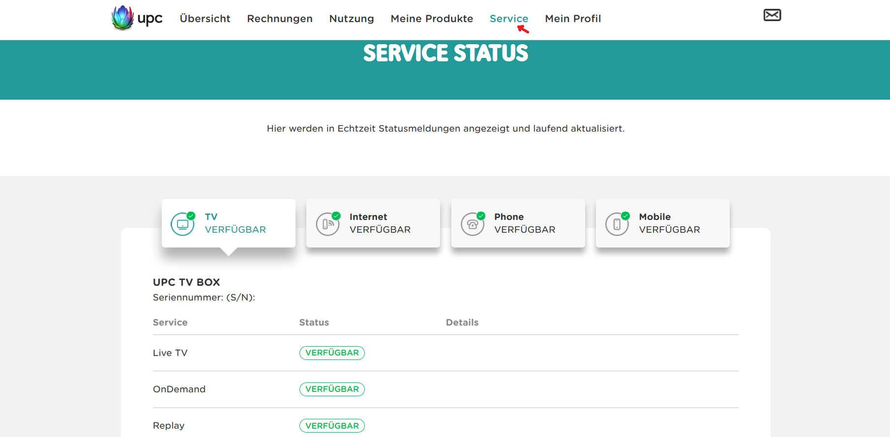 Service Status Microsite DE
